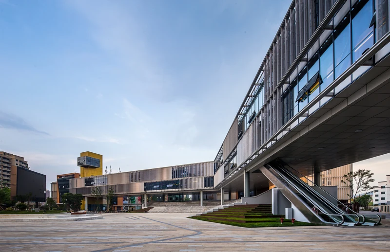 OLINK campus exterior with covered pedestrian connections